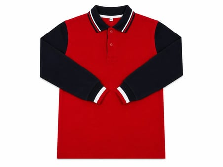 Çocuk Pamuklu Yumuşak Dokulu Hakim Yaka Ön Kırmızı Arkası Lacivert Sweatshirt