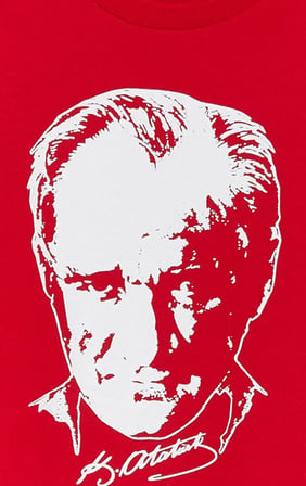 Atatürk Baskılı İmza Detay Kırmızı Uzun Kollu sweatshirt