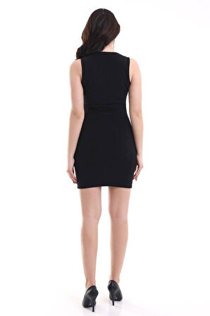 Kadın Kare Yaka Kolsuz Sandy Kumaş Fırsat Ürün Diz Üstü Elbise