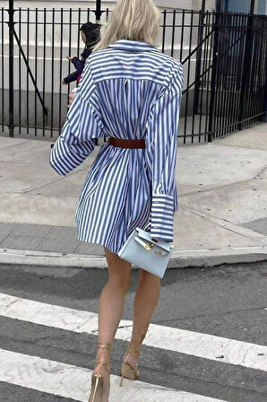 Kadın Gömlek -elbise çizgili Desen