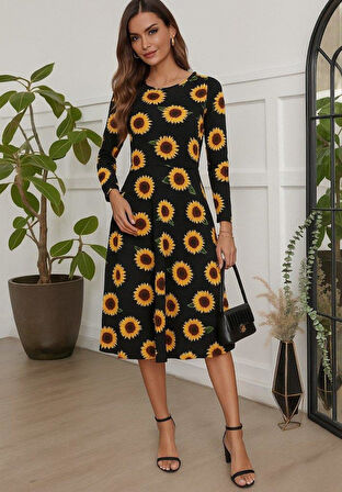 Kadın Fakir Kol Bisiklet Yaka Midi Mikro Elbise