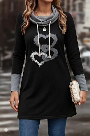 Kadın Uzun Kollu Balıkçı Yaka Bağcıklı Iki Iplik Elbise