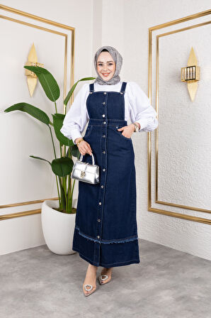 Kadın Püskül Detaylı Kot Salopet