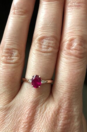 OVAL KIRMIZI   DOĞAL TAŞ YÜZÜK - AK459