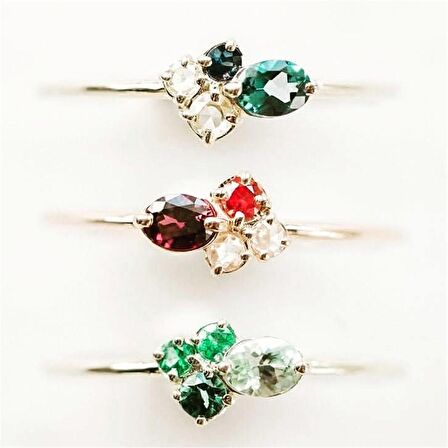 RENKLİ DOĞALTAŞLI YÜZÜK - AK0158