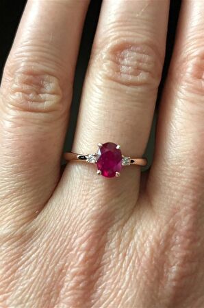 YAKUT&SWAROVSKİ TAŞLI NİŞAN YÜZÜĞÜ - AK0118