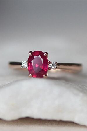 YAKUT&SWAROVSKİ TAŞLI NİŞAN YÜZÜĞÜ - AK0118