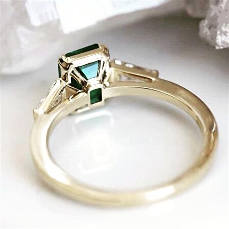 DAVOS GREEN TOPAZ DOĞALTAŞ PIRLANTA EVLİLİK TEKLİF YÜZÜĞÜ AK-1149
