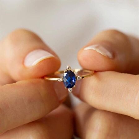 PARLEMENT BLUE TOPAZ TEK TAŞ EVLİLİK TEKLİF YÜZÜK AK1188