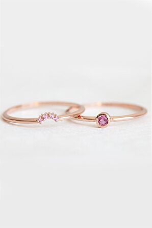 PEMBE KUVARS  TEKTAŞ YÜZÜK- AK1257