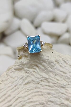 AKUAMARİN BAGET EVLİLİK TEKLİF YÜZÜĞÜ  - AK993