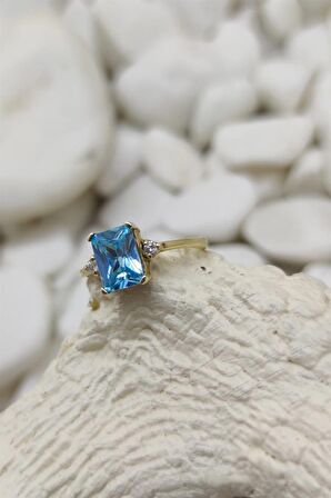 AKUAMARİN BAGET EVLİLİK TEKLİF YÜZÜĞÜ  - AK993