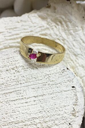 LAL DOĞAL TAŞ MİNİMAL YÜZÜK - AK836