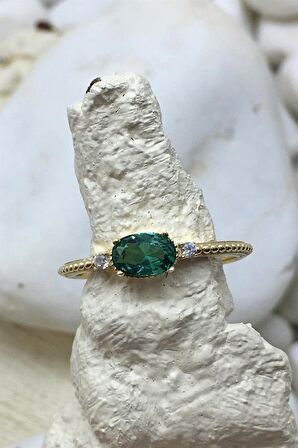 GREEN TOPAZ MİNİMAL YÜZÜK - AK831