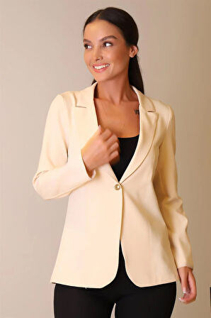 SWEETNESS Kadın Bej Tek Düğmeli  Ceket 