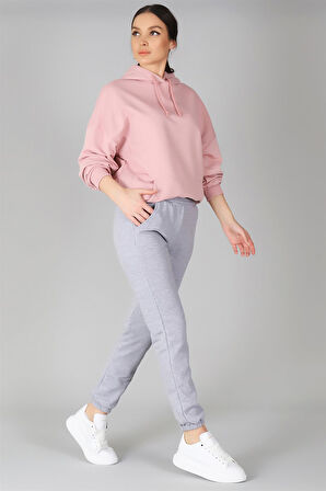 Sweetness Kadın Melanj Gri Paçası Lastikli Eşofman Altı