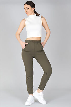 Sweetness Kadın Haki Paçası Lastikli Eşofman Altı