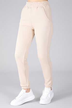 Sweetness Kadın Açık Bej Paçası Lastikli Eşofman Altı