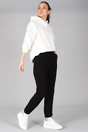 Sweetness Kadın Siyah Paçası Lastikli Eşofman Altı