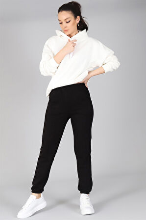 Sweetness Kadın Siyah Paçası Lastikli Eşofman Altı