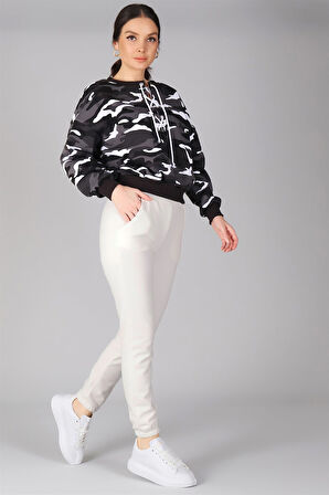 Sweetness Kadın Beyaz Paçası Lastikli Eşofman Altı