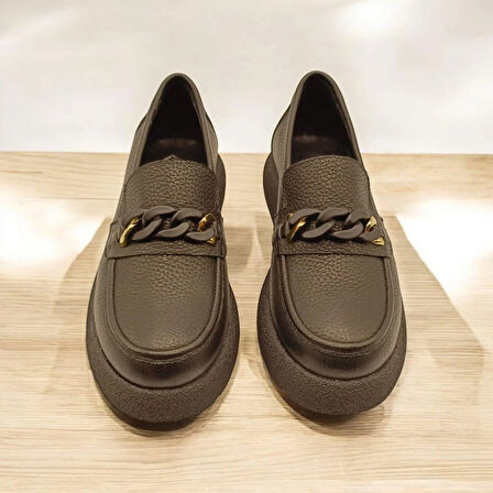 Anatolia Siyah Deri Kadın Günlük Ayakkabı