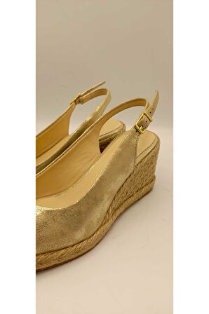 Terre Gold Deri Dolgu Topuk Sandalet