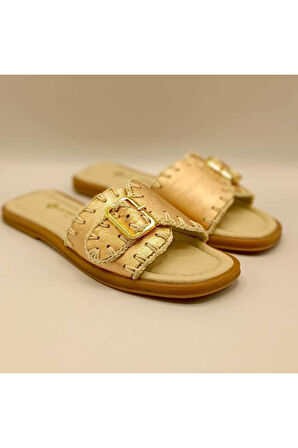 Otantik Rose  Deri Terlik