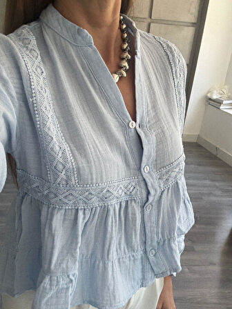 Fisto Detaylı Pamuklu Gömlek