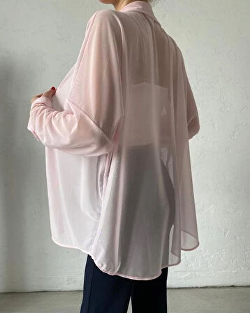 Oversize Tül Gömlek