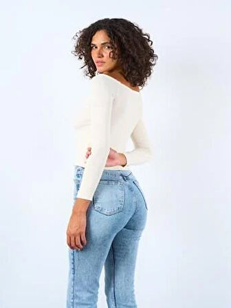 Kayık Yaka Uzun Kollu Crop