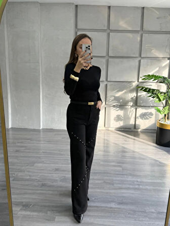 ZIMBA DETAYLI SÜET PANTOLON