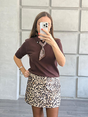 Leopar Şort Etek 