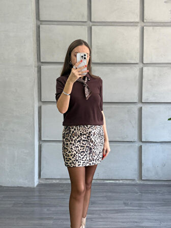 Leopar Şort Etek 