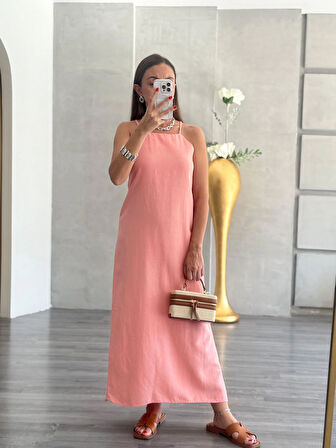 Hasır Kemer Detaylı Elbise