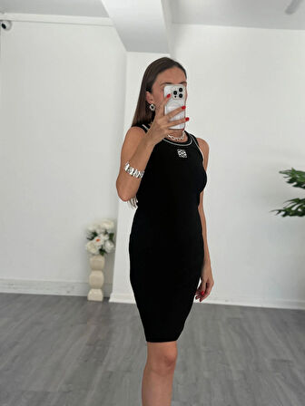 Loewe Nakışlı Mini Elbise