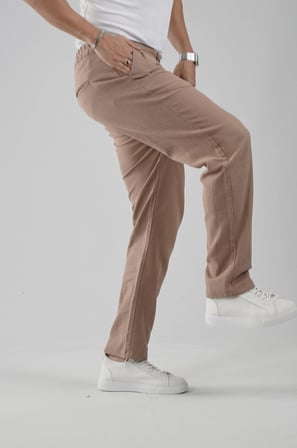 Baggy Fit Kalıp Pamuklu Keten Pantolon