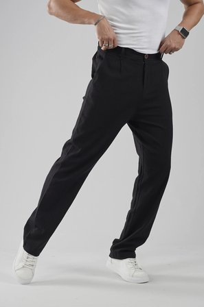 Baggy Fit Kalıp Pamuklu Keten Pantolon