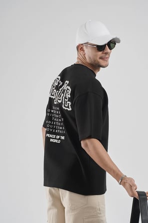 Sırtı Baskı Detaylı Double Face Oversize Kalıp Tişört