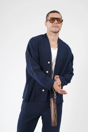 Oversize Kalıp Müslin Erkek Kimono Takım