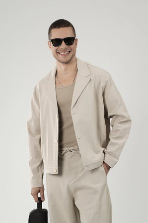 Oversize Kalıp Blazer Keten Alt Üst Takım