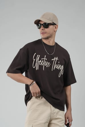 Oversize Kalıp Effective Things Yazılı Basic Tişört