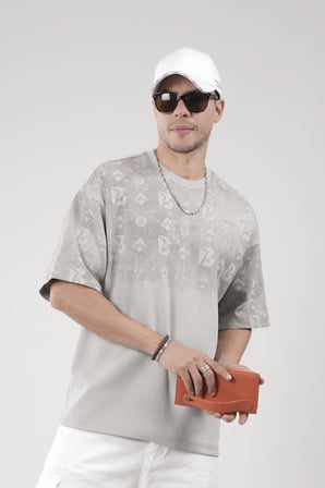 Oversize Kalıp Logo Baskılı Bisiklet Yaka Basic Tişört