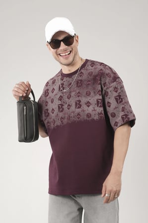 Oversize Kalıp Logo Baskılı Bisiklet Yaka Basic Tişört