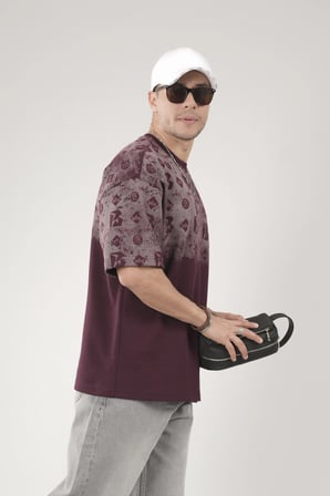 Oversize Kalıp Logo Baskılı Bisiklet Yaka Basic Tişört