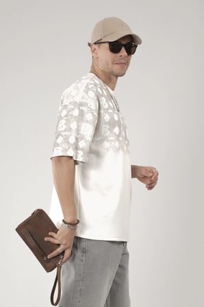 Oversize Kalıp Logo Baskılı Bisiklet Yaka Basic Tişört