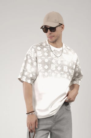 Oversize Kalıp Logo Baskılı Bisiklet Yaka Basic Tişört