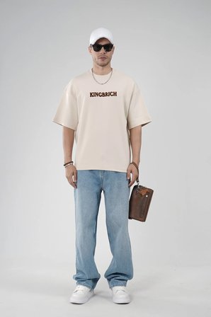 Oversize Kalıp Kingbrich Baskılı Tişört