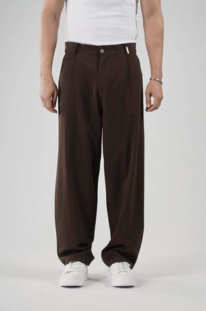 Baggy Kalıp Pileli Kumaş Pantolon