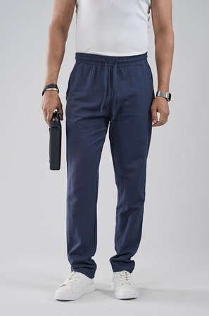 Regular Kalıp Beli Lastikli Pamuk Keten Pantolon